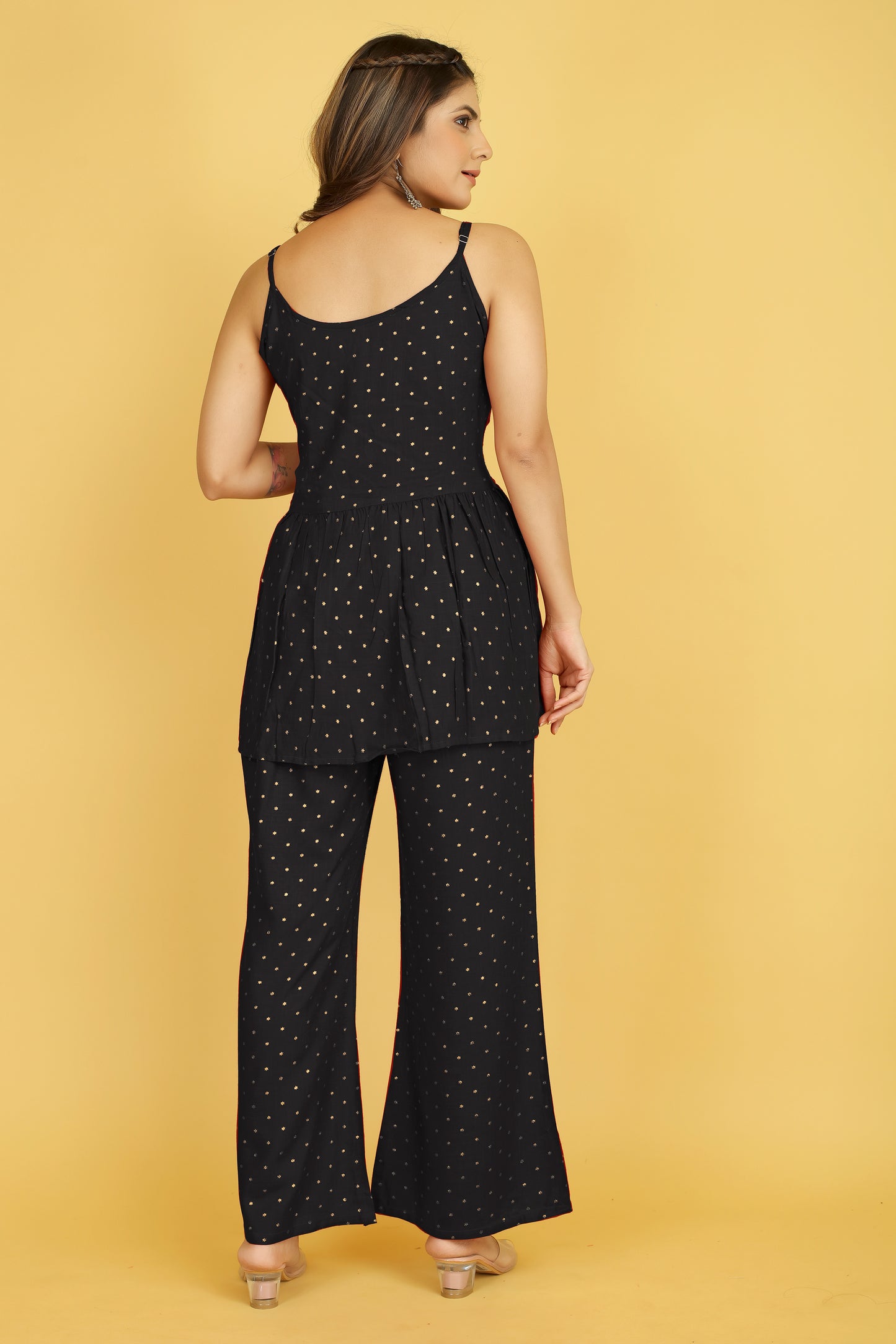 Rayon Gold Printed Loungewear Set