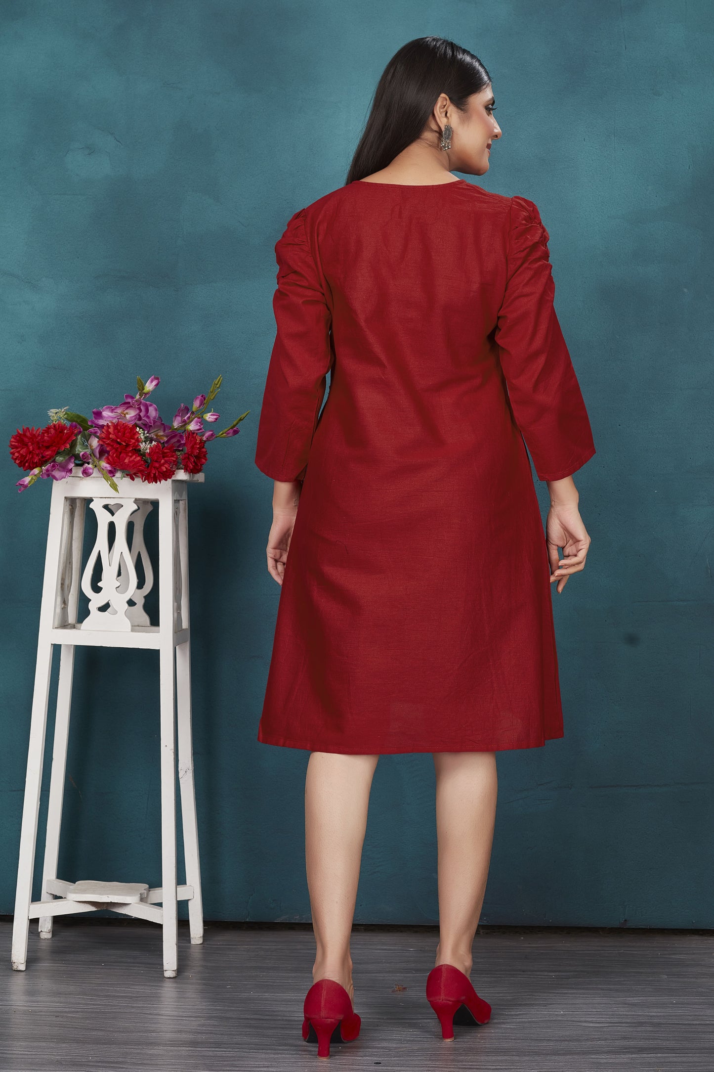 Cotton Flex Embroidered A-line Kurta