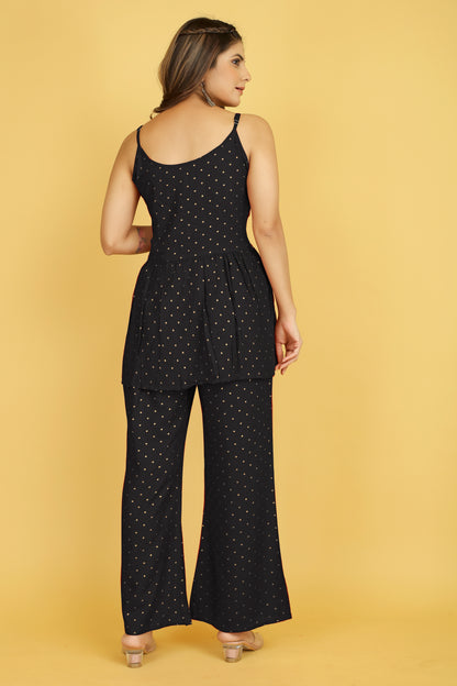 Rayon Gold Printed Loungewear Set