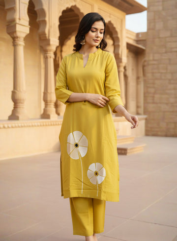 zoya pure cotton embroidered kurta pant set