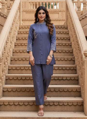 Art Silk Embroidered Co-ord Set