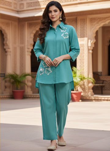 Art Silk Embroidered Co-ord Set