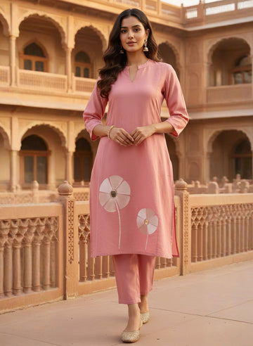 zoya pure cotton embroidered kurta pant set