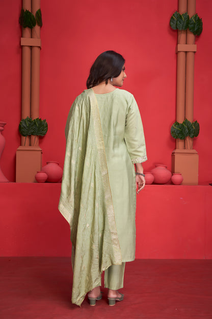 Modal Viscose Embroidered Kurta Pant & Dupatta Set