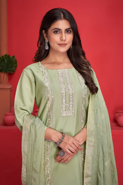 Modal Viscose Embroidered Kurta Pant & Dupatta Set