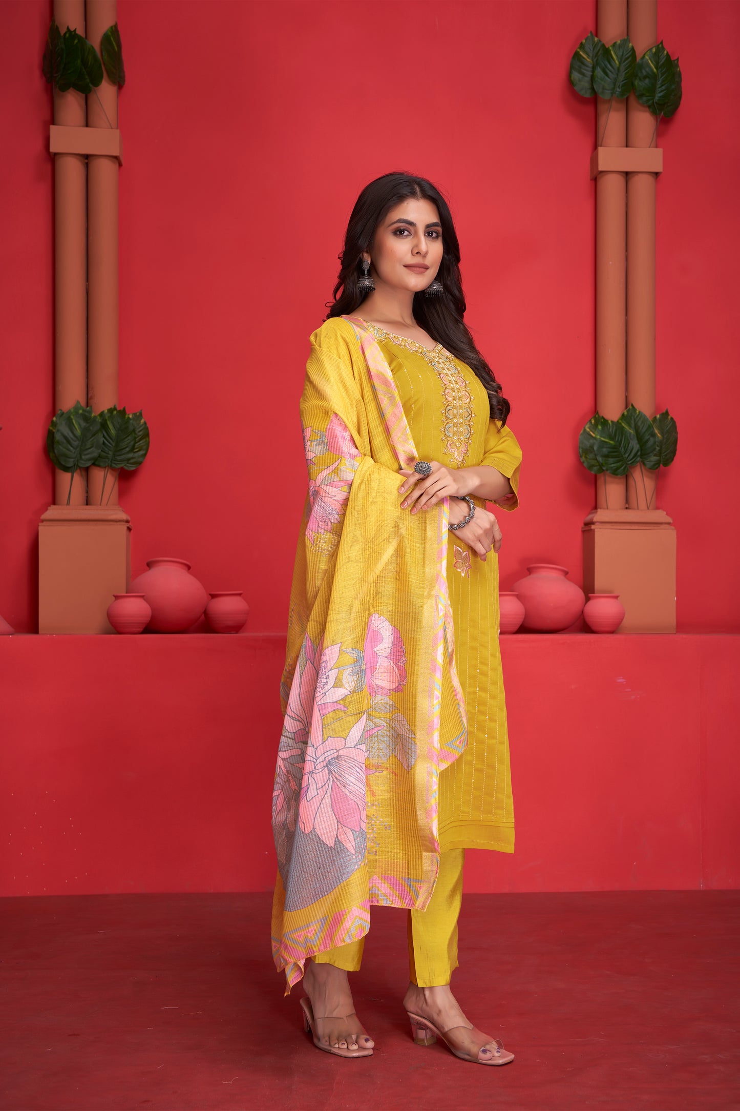 Modal Viscose Embroidered Kurta Pant & Dupatta Set