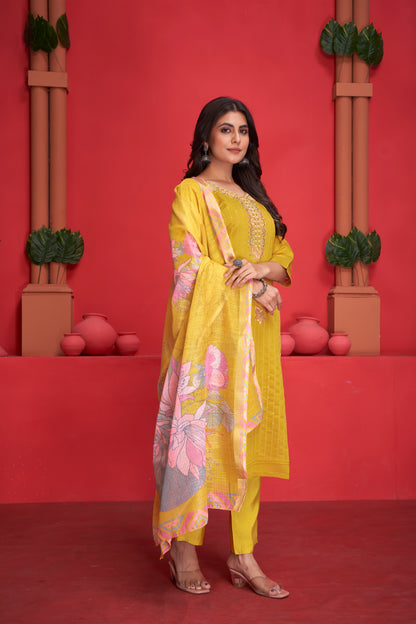 Modal Viscose Embroidered Kurta Pant & Dupatta Set