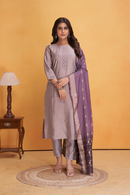 Modal Viscose Embroidered Kurta Pant & Dupatta Set