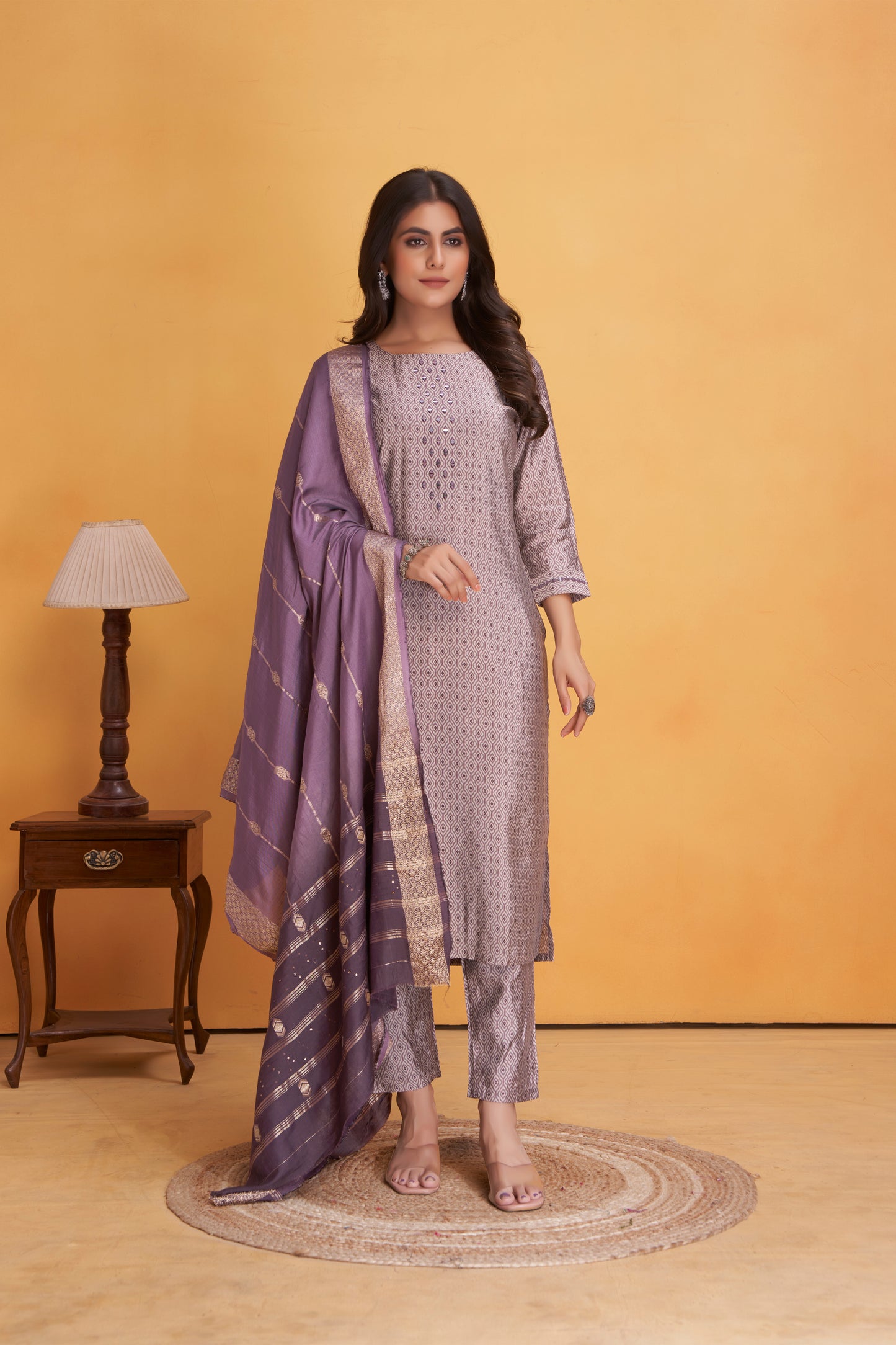 Modal Viscose Embroidered Kurta Pant & Dupatta Set