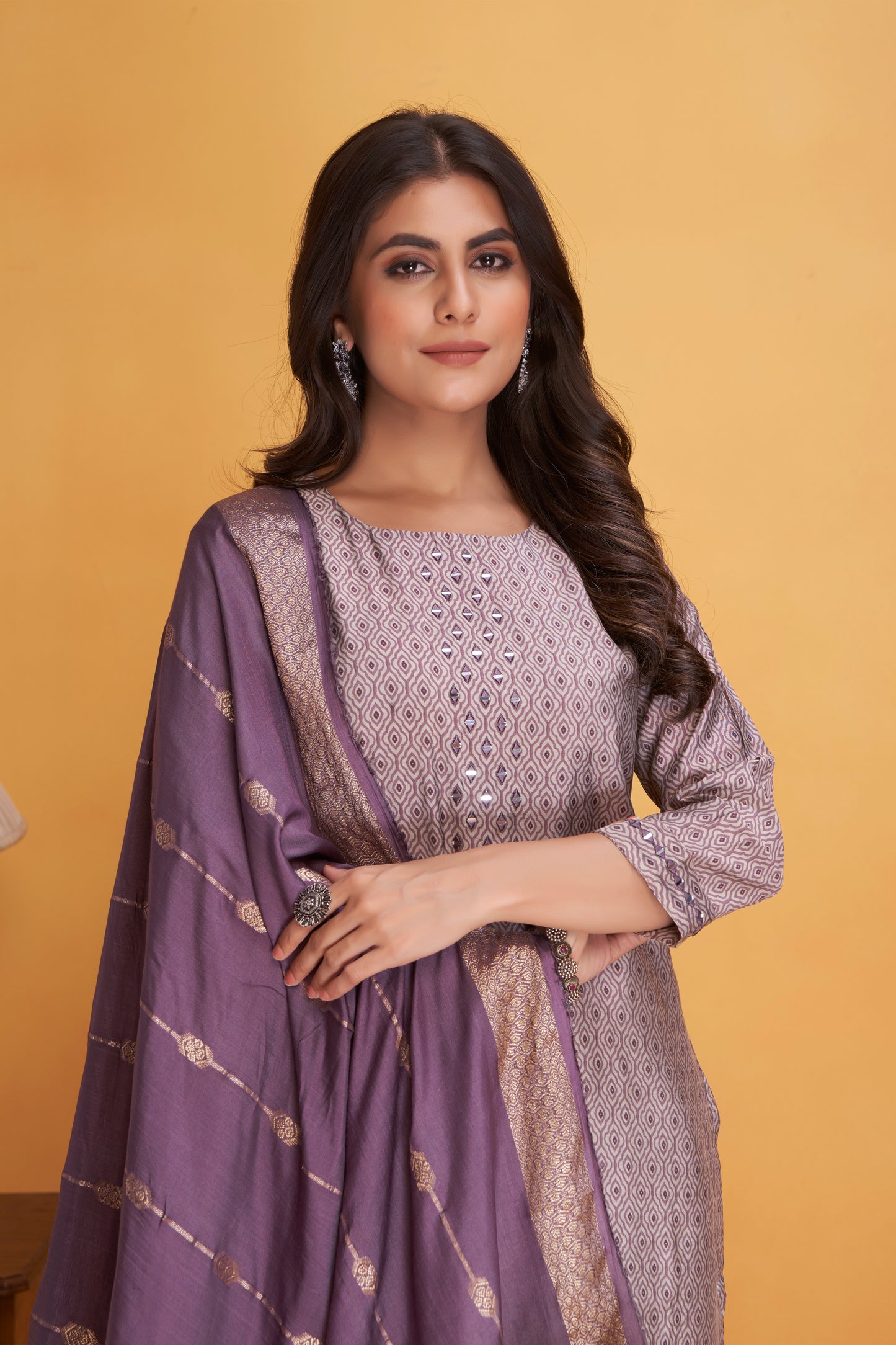Modal Viscose Embroidered Kurta Pant & Dupatta Set