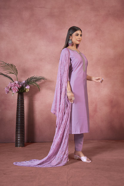 Modal Viscose Embroidered Kurta Pant & Dupatta Set
