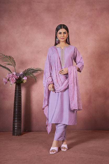 Modal Viscose Embroidered Kurta Pant & Dupatta Set
