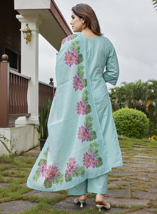 Aastha-pure cotton kurta pant set with pichwai dupatta