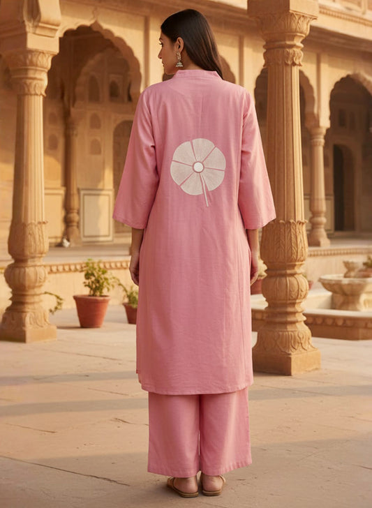 zoya pure cotton embroidered kurta pant set