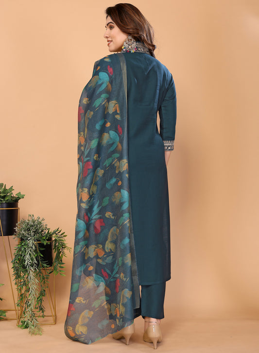 Glory-Pure Viscose Silk Embroidered Kurta Pant Dupatta Set