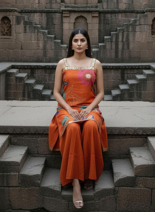 CRACK SILK SPEGETTY SET WITH DIVIDER PLAZZO