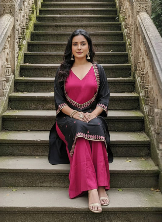 stylish short shrug with inner and plazzo