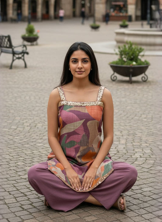 CRACK SILK SPEGETTY SET WITH DIVIDER PLAZZO