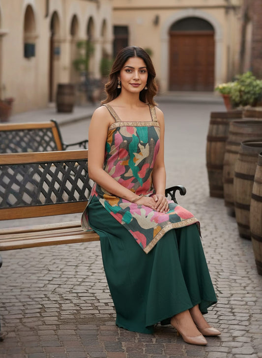 CRACK SILK SPEGETTY SET WITH DIVIDER PLAZZO