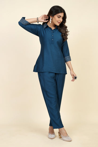 Elegant Viscose cube embroidered co-ord's