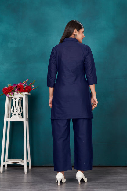 Cotton Flex Embroidered Kurta Pant Set