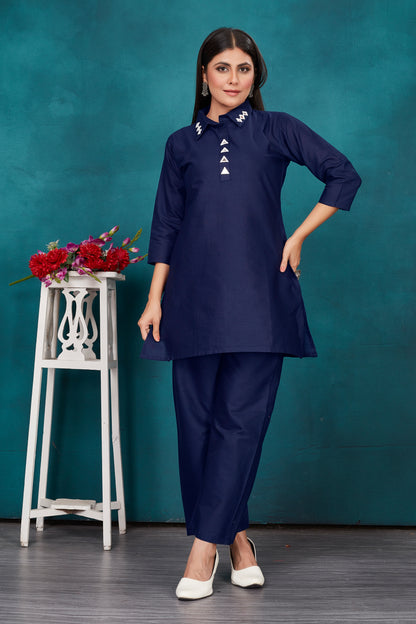 Cotton Flex Embroidered Kurta Pant Set