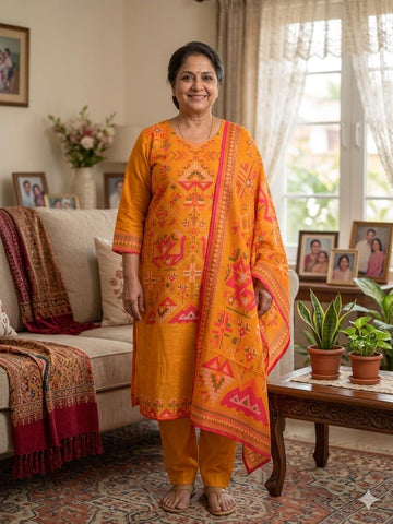 mingora viscose chanderi kurta pant and dupatta set