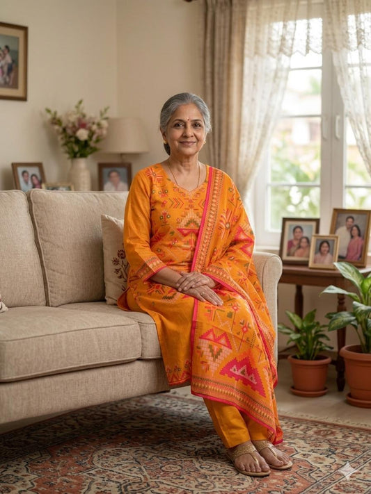 mingora viscose chanderi kurta pant and dupatta set