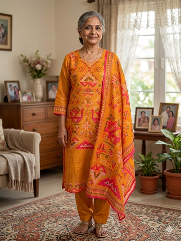 mingora viscose chanderi kurta pant and dupatta set