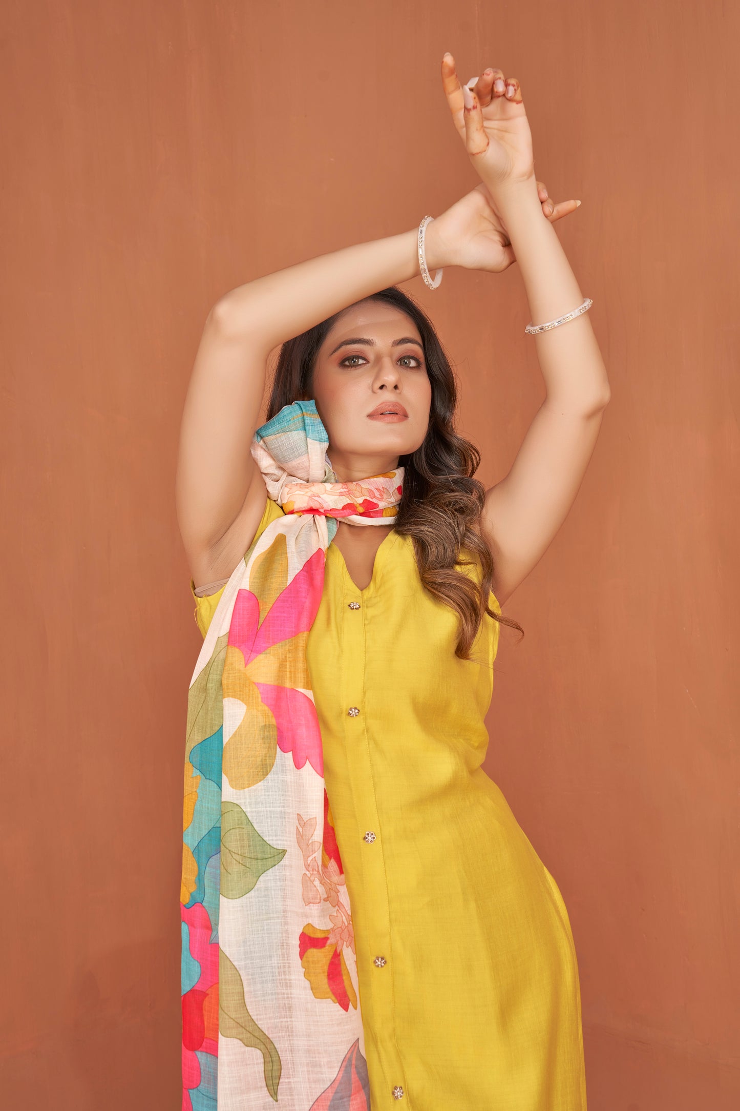 Yellow Viscose Kurta Plazzo & Designer Dupatta
